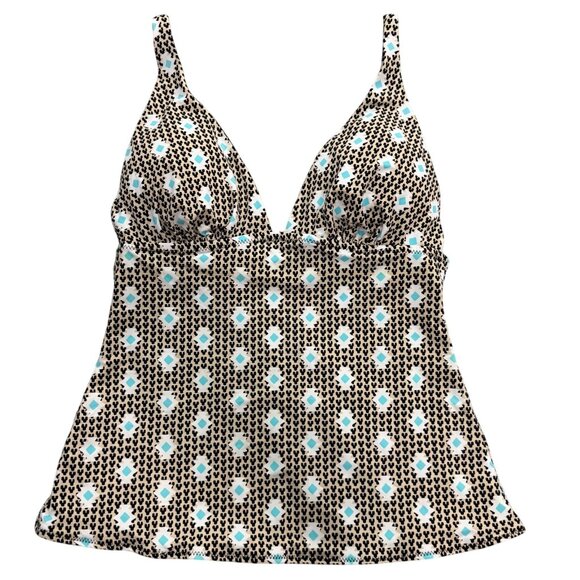 Vera‎ Bradley Tankini Top Womens Small Tan Blue Abstract Geometric Swimwear 4/6 - Picture 1 of 8